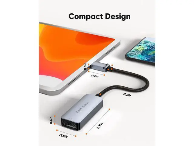 Alt view image 3 of 7 - 8K USB C to DisplayPort 1.4 Adapter 40Gbps, Thunderbolt 3/4 to DP Converter Support 8K@60Hz 4K@144Hz HDR for Valve Index, Oculus Rift S, MacBook, iPhone 15, Dell XPS
