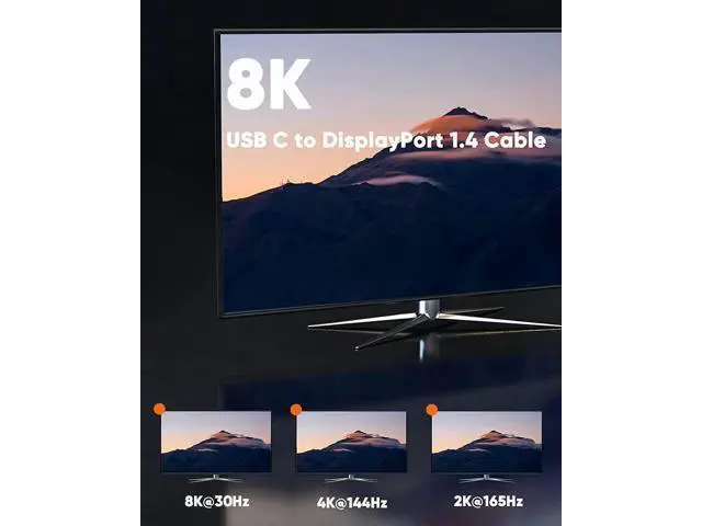 Alt view image 4 of 7 - 8K USB C to DisplayPort 1.4 Adapter 40Gbps, Thunderbolt 3/4 to DP Converter Support 8K@60Hz 4K@144Hz HDR for Valve Index, Oculus Rift S, MacBook, iPhone 15, Dell XPS