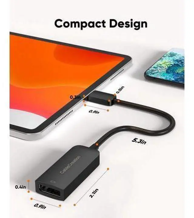 Alt view image 2 of 7 - 40Gbps USB C to DP 1.4 Adapter, Thunderbolt 3/4 to DisplayPort Converter Support 8K@60Hz 4K@144Hz HDR for Valve Index, Oculus Rift S, MacBook, iPhone 15, Dell XPS