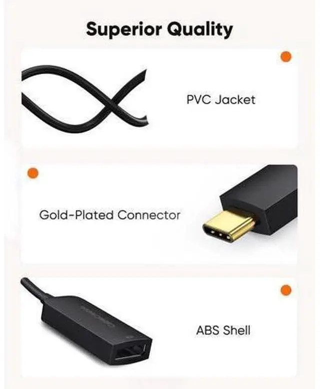 Alt view image 5 of 7 - 40Gbps USB C to DP 1.4 Adapter, Thunderbolt 3/4 to DisplayPort Converter Support 8K@60Hz 4K@144Hz HDR for Valve Index, Oculus Rift S, MacBook, iPhone 15, Dell XPS