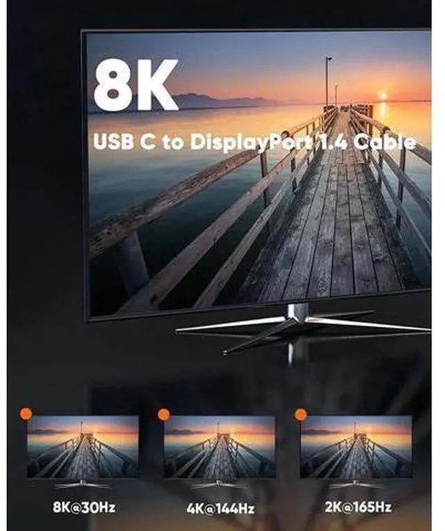 Alt view image 7 of 7 - 40Gbps USB C to DP 1.4 Adapter, Thunderbolt 3/4 to DisplayPort Converter Support 8K@60Hz 4K@144Hz HDR for Valve Index, Oculus Rift S, MacBook, iPhone 15, Dell XPS