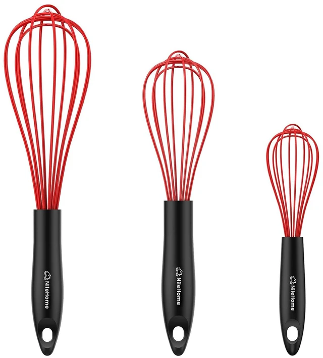 Main image of Silicone Whisk Set 8" 10" 12" Kitchen Whisk Red,3-pack
