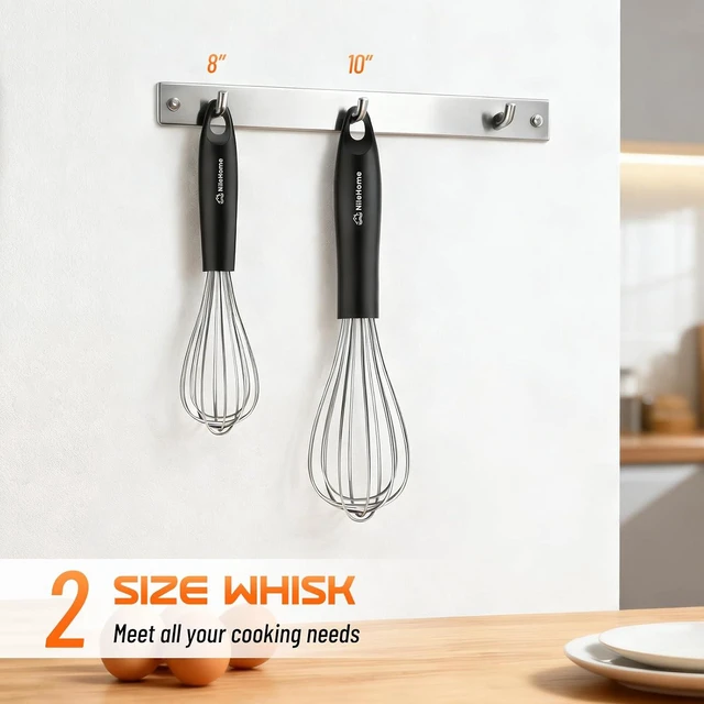 Alt view image 2 of 7 - Whisk Set 8" 10" Kitchen Whisk,2-Pack