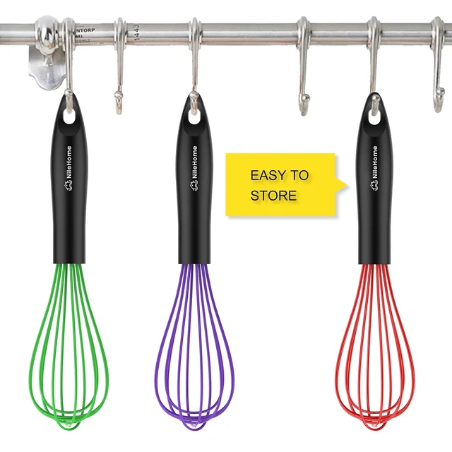 Alt view image 2 of 7 - Silicone Whisk Set 8" 10" 12" Kitchen Whisk Multicolor,3-pack