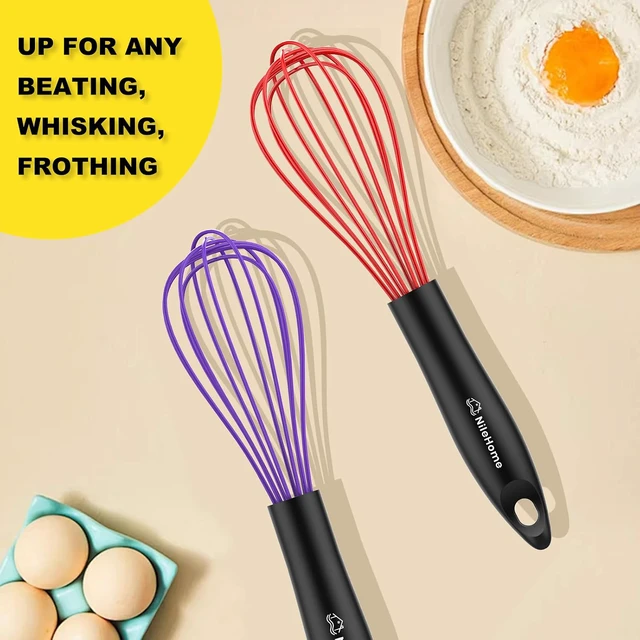 Alt view image 7 of 7 - Silicone Whisk Set 8" 10" 12" Kitchen Whisk Multicolor,3-pack