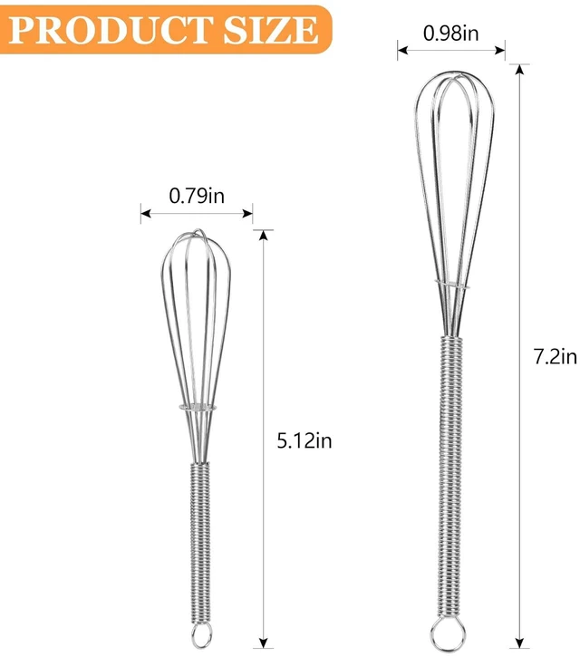 Alt view image 2 of 7 - Mini Whisks Stainless Steel Whisk Set - 5" 7"