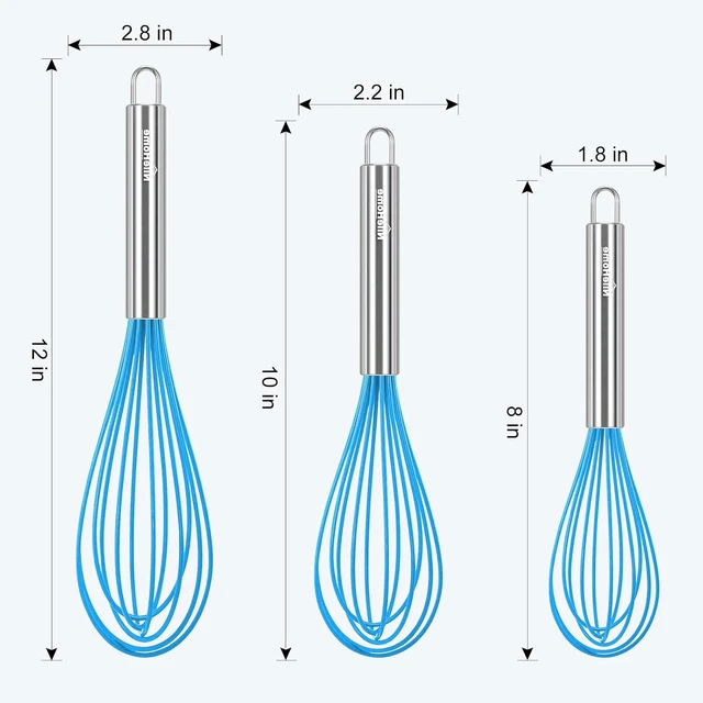 Alt view image 2 of 7 - Stainless Steel Whisk Set 8" 10" 12" Kitchen Whisk Balloon Whisk Kitchen Wisk Wire Whisks for Cooking, Whisking, Blending, Beating, Stirring-6 Pack
