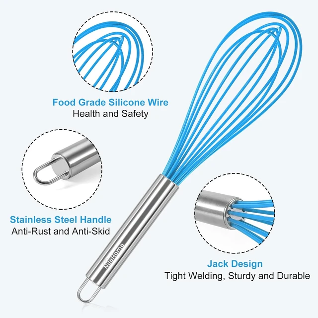 Alt view image 3 of 7 - Stainless Steel Whisk Set 8" 10" 12" Kitchen Whisk Balloon Whisk Kitchen Wisk Wire Whisks for Cooking, Whisking, Blending, Beating, Stirring-6 Pack