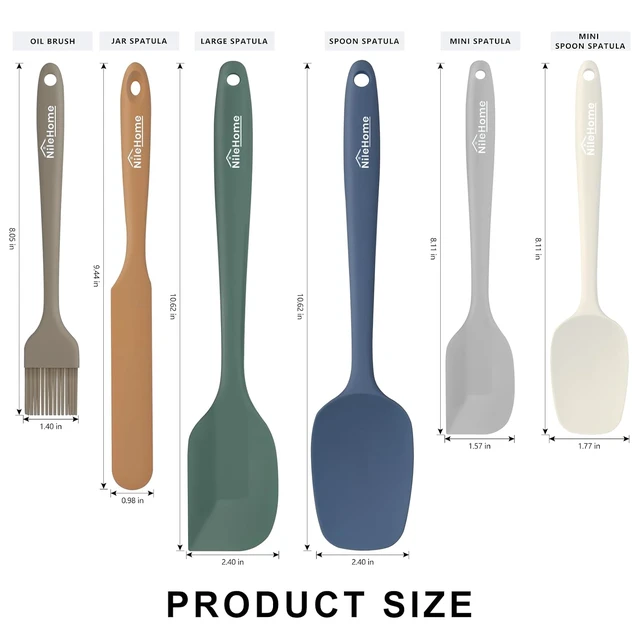 Alt view image 2 of 7 - 6 Pieces Silicone Spatula Set with Silicone Brush,Mixing-Black
