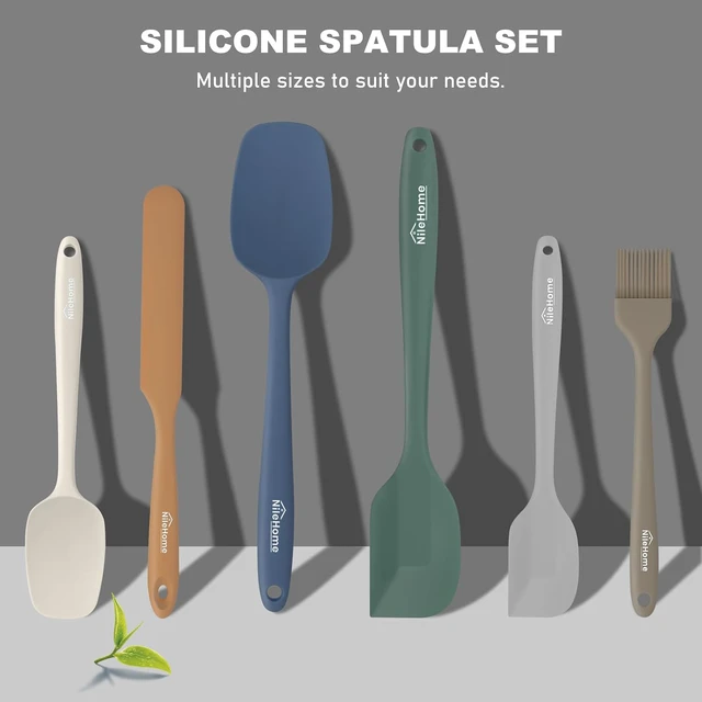 Alt view image 7 of 7 - 6 Pieces Silicone Spatula Set with Silicone Brush,Mixing-Black