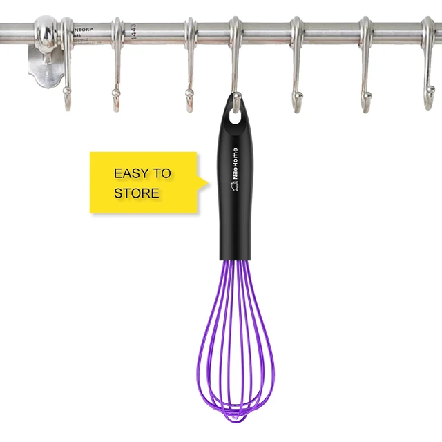 Alt view image 2 of 7 - Silicone Whisk Set 8" 10" 12" Kitchen Whisk Black,3-pack