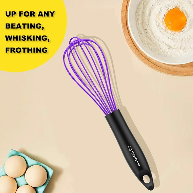 Alt view image 7 of 7 - Silicone Whisk Set 8" 10" 12" Kitchen Whisk Black,3-pack