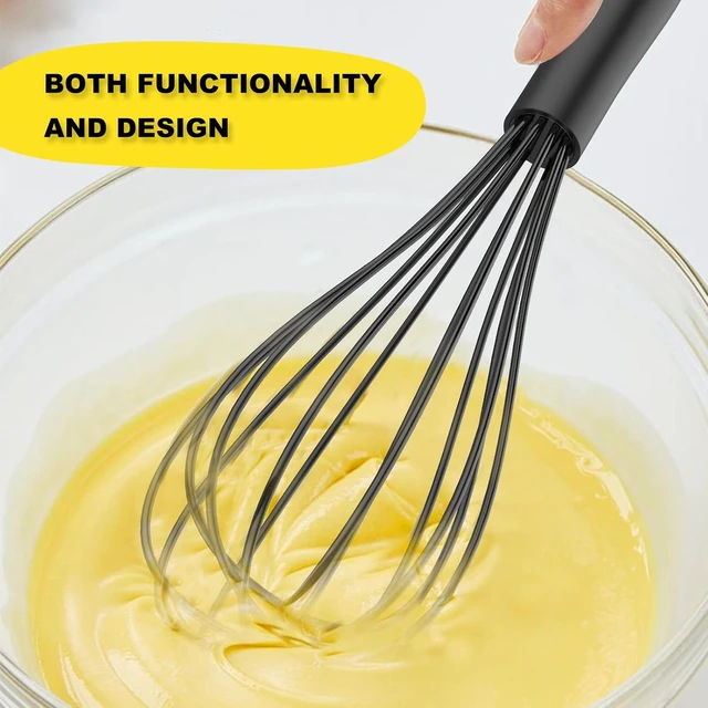 Alt view image 4 of 7 - Silicone Whisk Set 8" 10" Kitchen Whisk Black,2-pack