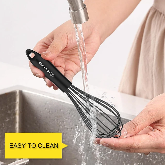 Alt view image 6 of 7 - Silicone Whisk Set 8" 10" Kitchen Whisk Black,2-pack