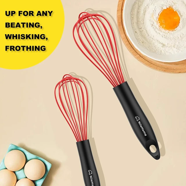 Alt view image 7 of 7 - Silicone Whisk 10" Kitchen Whisk for CookingBlack