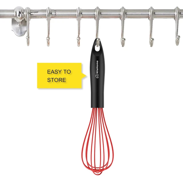 Alt view image 2 of 7 - Silicone Whisk Set 8" 10" Kitchen Whisk Red,2-pack