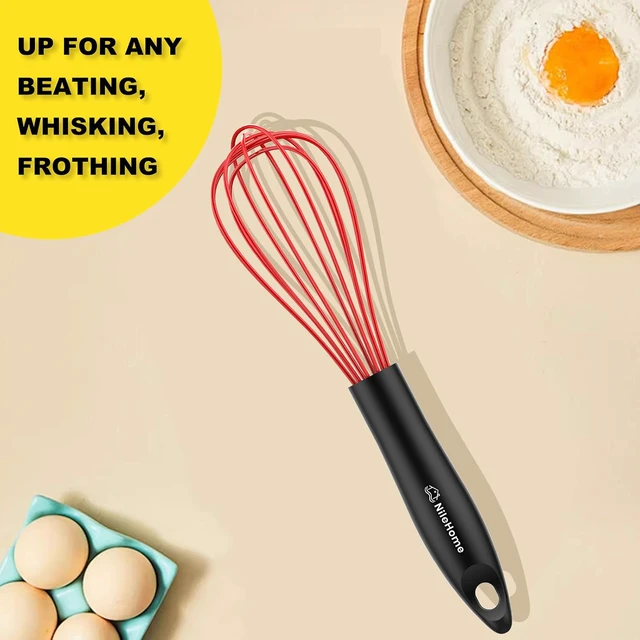 Alt view image 7 of 7 - Silicone Whisk Set 8" 10" Kitchen Whisk Red,2-pack