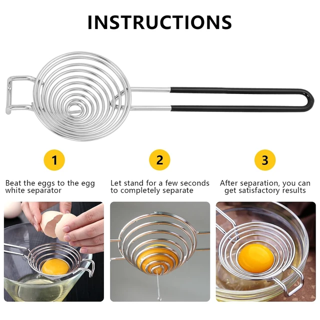 Alt view image 4 of 7 - Egg Separator Egg Yolk White Separator Stainless Steel Egg White Yolk Sifting Filter Egg Divider Kitchen Tool for Baking Cake, Kitchen Gadget Cooking/Baker Tool, 2 Pack