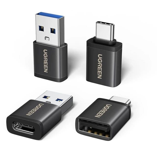 Main image of USB to USB C Adapter Combo 4-Pack, 10Gbps USB C Converter Black