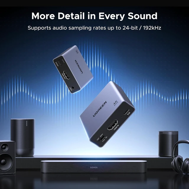 Alt view image 6 of 7 - 4K@60Hz HDMI Audio Extractor Converter, SPDIF/Optical & 3.5mm, ARC