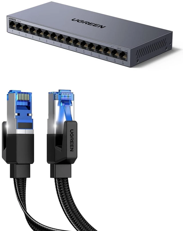 Main image of Cat 8 Ethernet Cable 3FT Bundle with 16 Port Gigabit Switch