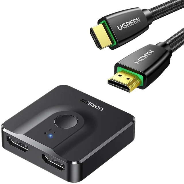 Main image of HDMI Switch 4K@60Hz, Bi-Directional HDMI Switcher 2 in 1 Out HDMI Splitter Bundle with 4K HDMI Cable 6.6FT,18Gbps High Speed Braided HDMI Cord 2.0 with Ethernet