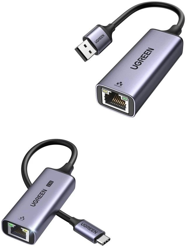 Main image of USB C to Ethernet Adapter 2.5Gb Bundle with USB to Ethernet Adapter 1Gb