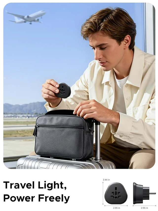 Alt view image 7 of 7 - European Schuko Travel Plug Adapter, US to EU Type F Power Converter