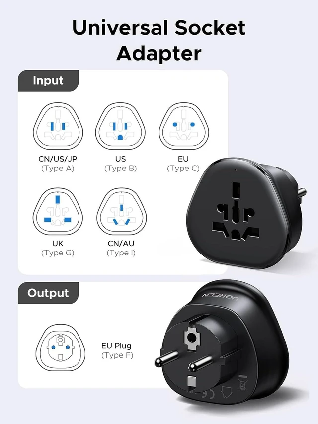 Alt view image 2 of 7 - European Schuko Travel Plug Adapter, US to EU Type F Power Converter