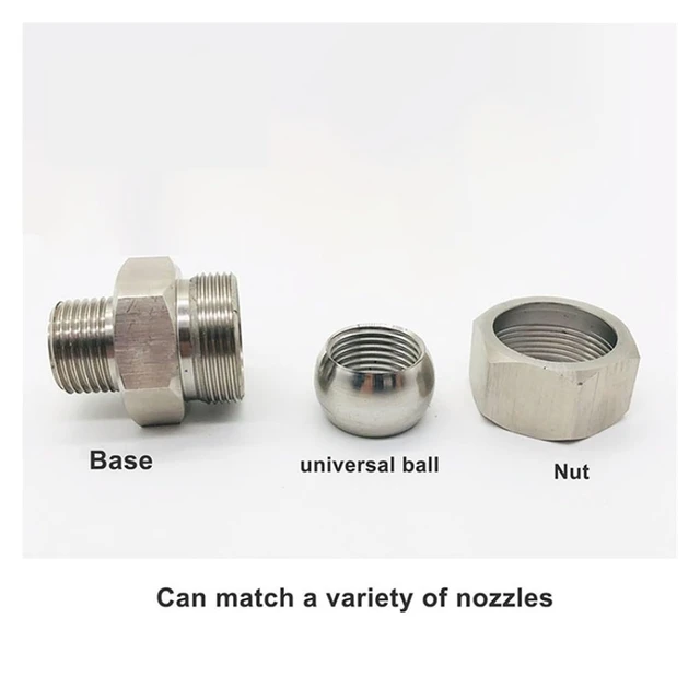Alt view image 4 of 7 - Qseries Adjustable Swivel Ball Joint Universal Quick Adapter Flat Fan Spray Nozzle - Stainless Steel, 0°-110° Angle, NPT/BSPT Threads(1/2 to 1/2)