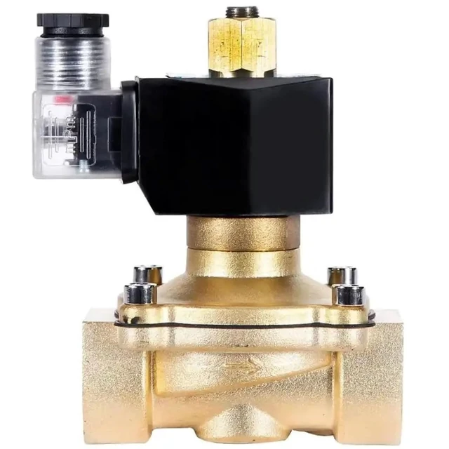 Alt view image 3 of 6 - 1-1/2 inch Brass Normally Open Solenoid Valve 220V 12V 24V Direct Acting Waterproof Solenoid Valve with LED Light(DC12V)