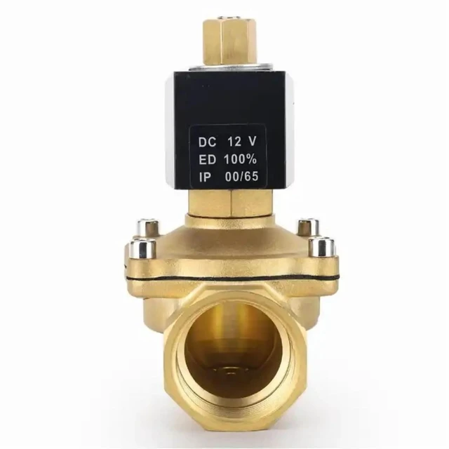 Alt view image 4 of 6 - 1-1/2 inch Brass Normally Open Solenoid Valve 220V 12V 24V Direct Acting Waterproof Solenoid Valve with LED Light(DC12V)
