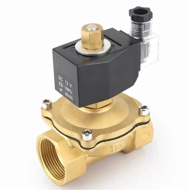 Alt view image 5 of 6 - 1-1/2 inch Brass Normally Open Solenoid Valve 220V 12V 24V Direct Acting Waterproof Solenoid Valve with LED Light(DC12V)