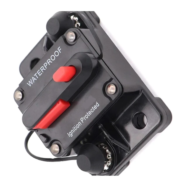 Alt view image 2 of 5 - Waterproof Circuit Breaker with Manual Reset, 30A Ignition Protected, Marine and Automotive DC Circuit Protection, Black with Red Button (200A)