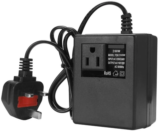 Main image of 200W Voltage Converter 220V to 110V Transformer Step Down Transformer Voltage Converter Travel Adapter EU/US/UK Plug Inverter(UK Plug)