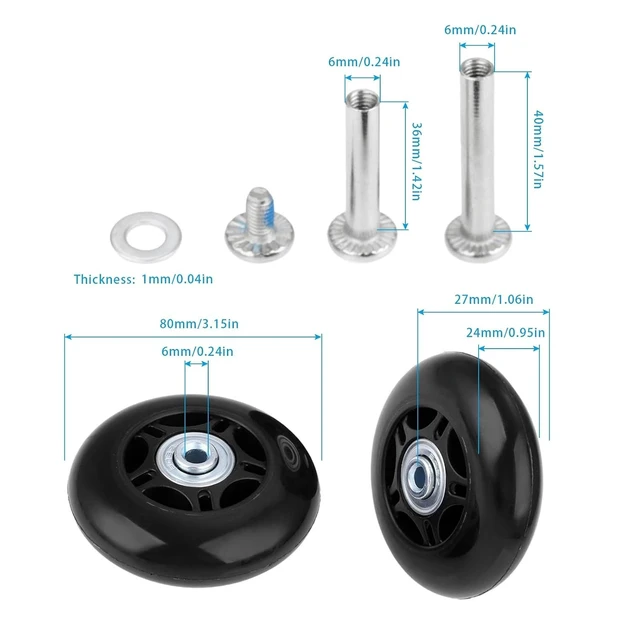 Alt view image 2 of 7 - 2Pcs Luggage Suitcase Wheels Rubber Sliding Practical Axles Replacement Casters Luggage Wheel Universal Travel Flexible Suitcase(80x24 mm)