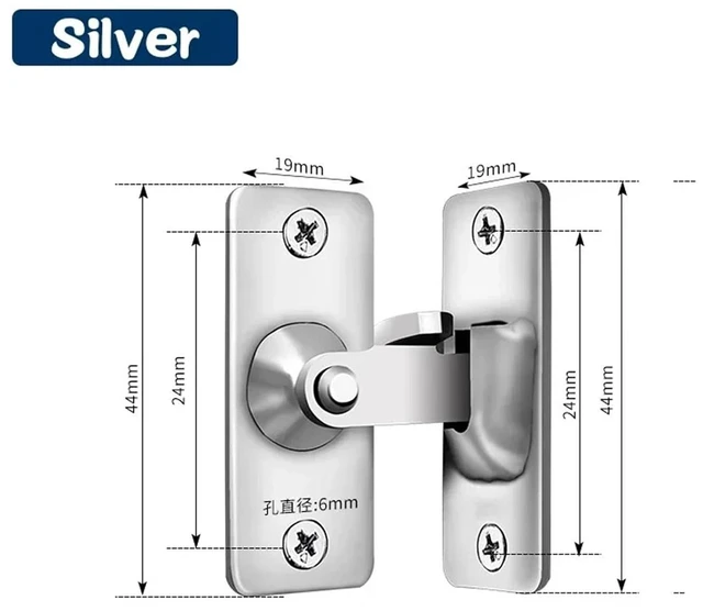 Alt view image 2 of 6 - 90 Degree Door Lock Flip Latch Gate Latches Door Lock for Barn Wood Fence Sliding Doors 304 Stainless Steel Gate Hardware 1Pcs(Silver)