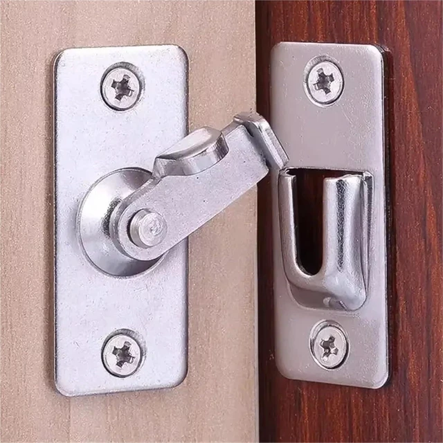 Alt view image 3 of 6 - 90 Degree Door Lock Flip Latch Gate Latches Door Lock for Barn Wood Fence Sliding Doors 304 Stainless Steel Gate Hardware 1Pcs(Silver)