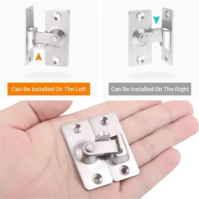 Alt view image 5 of 6 - 90 Degree Door Lock Flip Latch Gate Latches Door Lock for Barn Wood Fence Sliding Doors 304 Stainless Steel Gate Hardware 1Pcs(Silver)