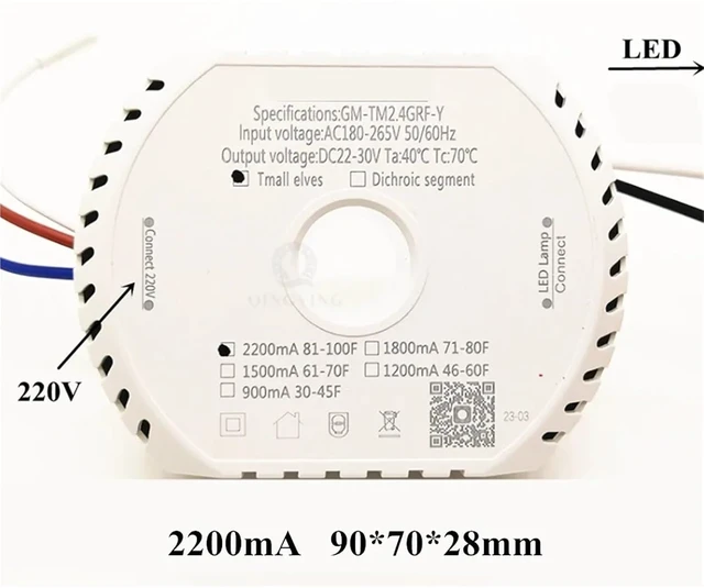 Alt view image 2 of 5 - 1pcs GM-TM2.4GRF-Y DC22-30V Two Wires and 2 Colors Lamp LED Driver Tmall 2.4G Intelligent Power Supply Modul(2200mA)
