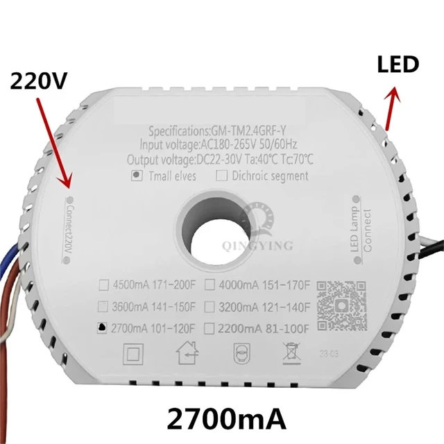 Alt view image 4 of 5 - 1pcs GM-TM2.4GRF-Y DC22-30V Two Wires and 2 Colors Lamp LED Driver Tmall 2.4G Intelligent Power Supply Modul(2200mA)