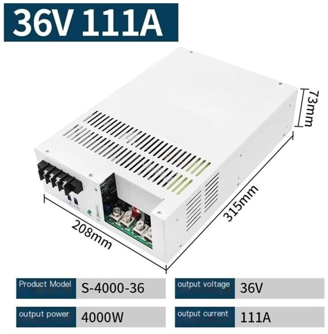 Alt view image 2 of 2 - Switching Power Supply 4000W DC Power Converter S-4000W-36V 36V 111A with 220V AC Input