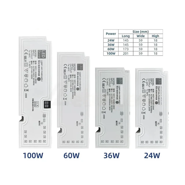 Alt view image 4 of 4 - LED Cabinet Light Strip Light Transformer DC 12V 24V Lighting Power Supply Dupont Port Driver 24W 36W 60W 100W EU/US Plug Cable(24W)