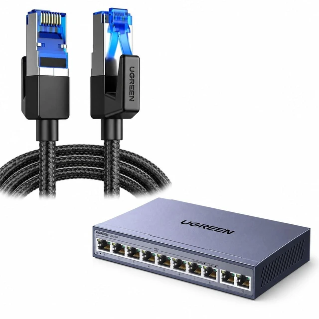 Main image of Cat 8 Ethernet Cable Bundle with 10-Port PoE Switch