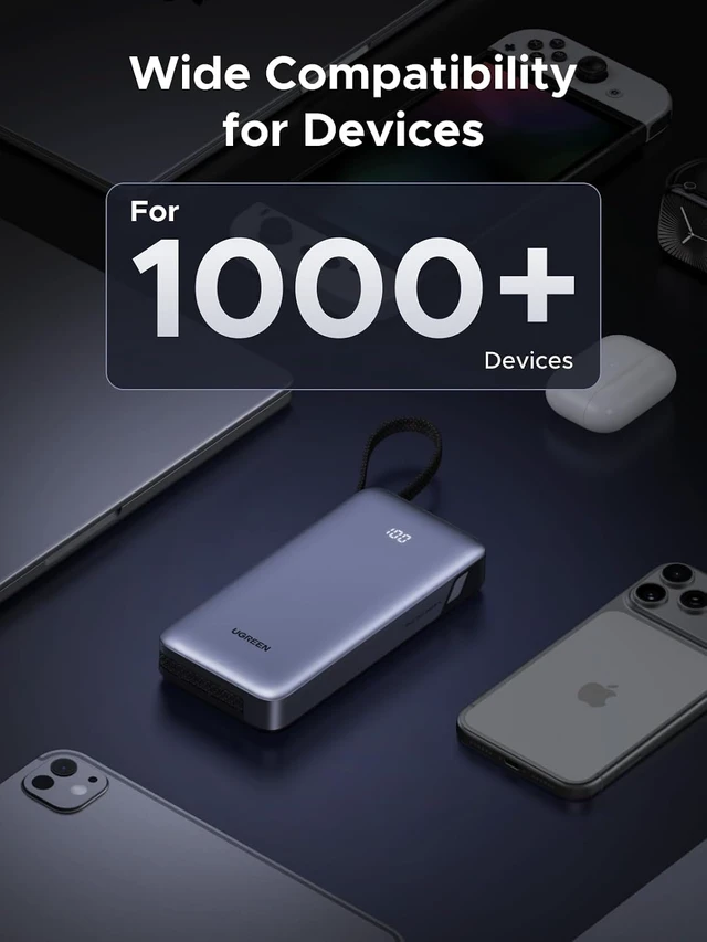 Alt view image 5 of 7 - 20000mAh 30W PD Power Bank with Builtin USBC & Lightning