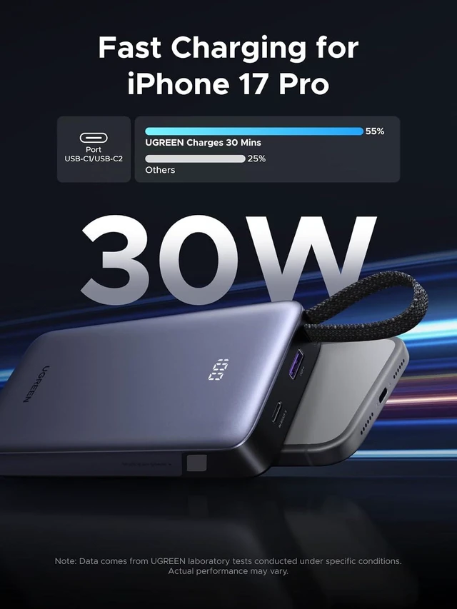 Alt view image 4 of 7 - 20000mAh 30W PD Power Bank with Builtin USBC & Lightning
