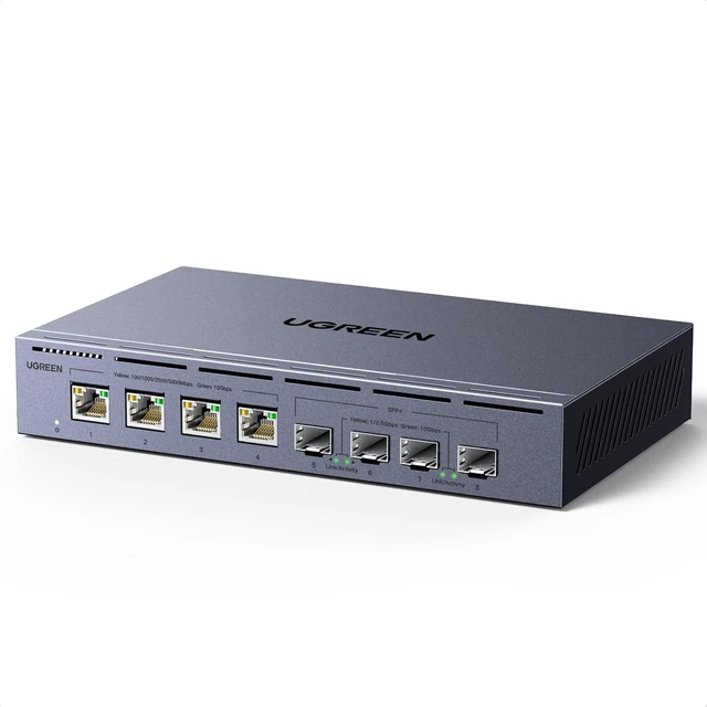 Main image of 8-Port 10Gb Ethernet Switch, Unmanaged 4 x 10Gb RJ45 + 4 x 10Gb SFP+
