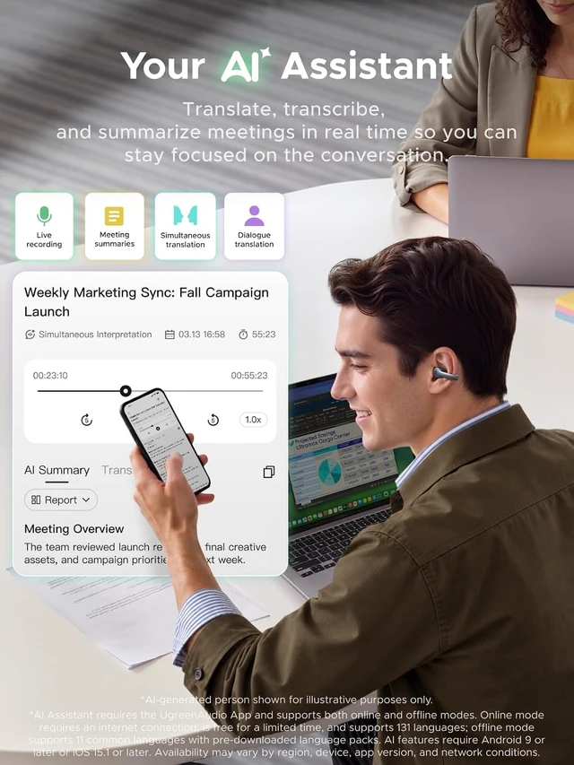 Alt view image 5 of 7 - ClipBuds Pro 2 Open Ear Earbuds Clear Calls Real Time AI Translation