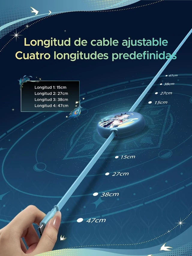 Alt view image 6 of 7 - x Honkai: Star Rail Charging Bundle, 100W Retractable USB-C Cable & 10000mAh 55W Power Bank with Built-in Cable, Fast Charging for MacBook, iPhone 17/16, Galaxy S26/S25, iPad