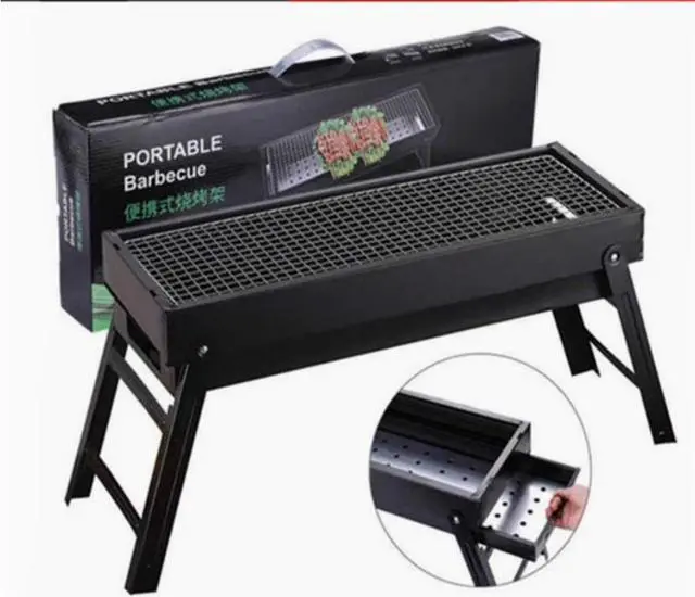 Alt view image 5 of 5 - Large-sized barbecue grill detachable barbecue rack outdoor portable barbecue rack charcoal grill BBQ folding grill